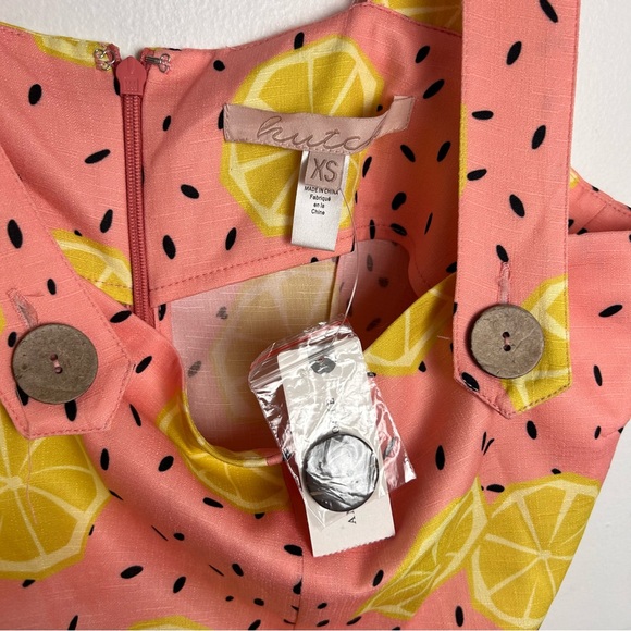 Anthropologie NEW! Lemon Shorts Overalls Romper by Hutch NWT SZXS - Picture 5 of 7